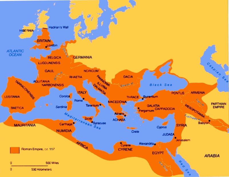 Estensione dell'impero all'epoca di Augusto